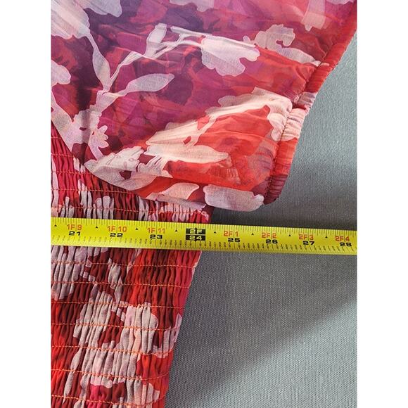 Torrid Midi Dress Size 4X Shady Rose Floral Sheer Overlay Smocked Sweetheart Tie - Picture 6 of 12